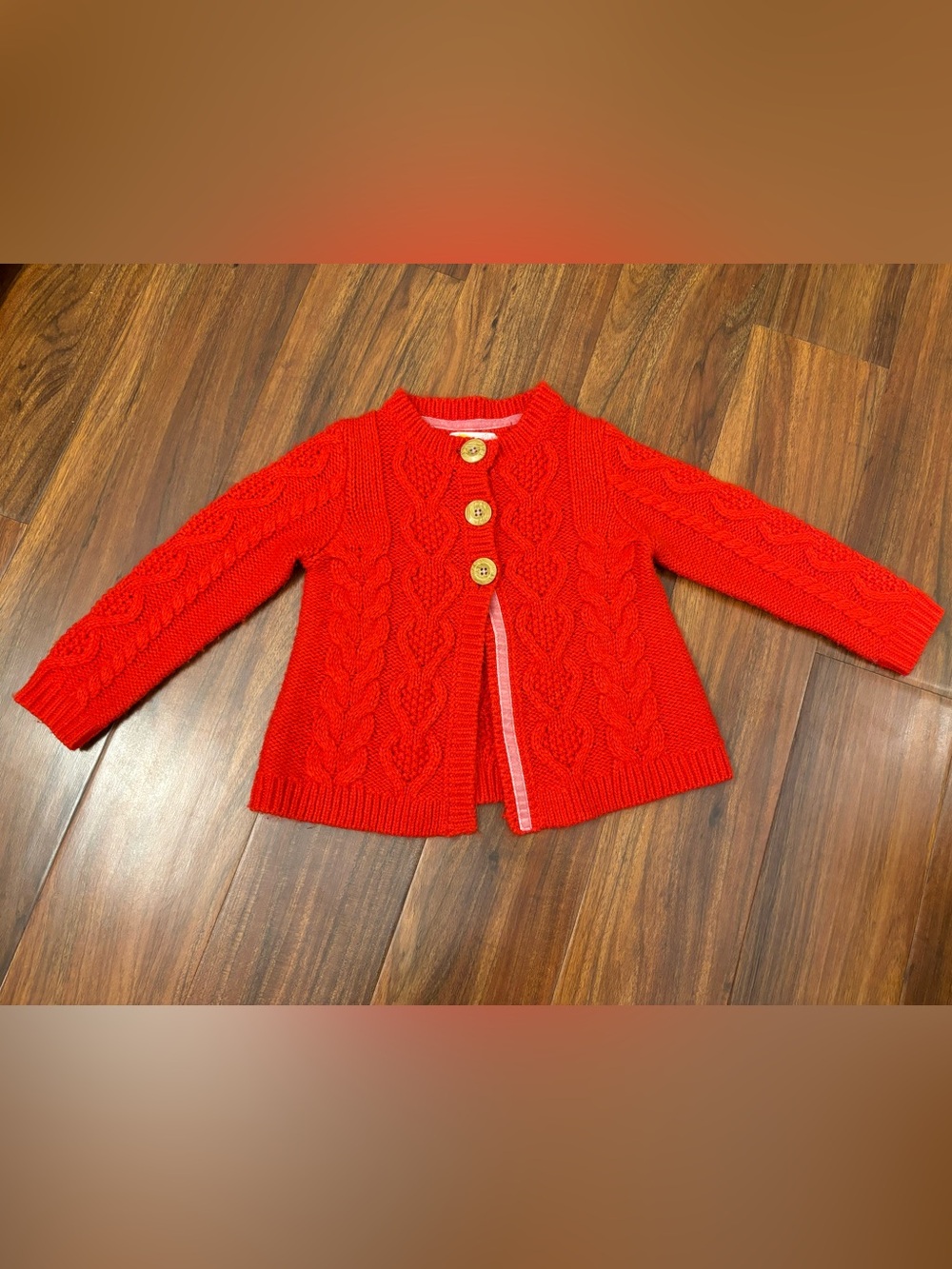 Mini Boden Red 3 Button Knit Cardigan Sweater